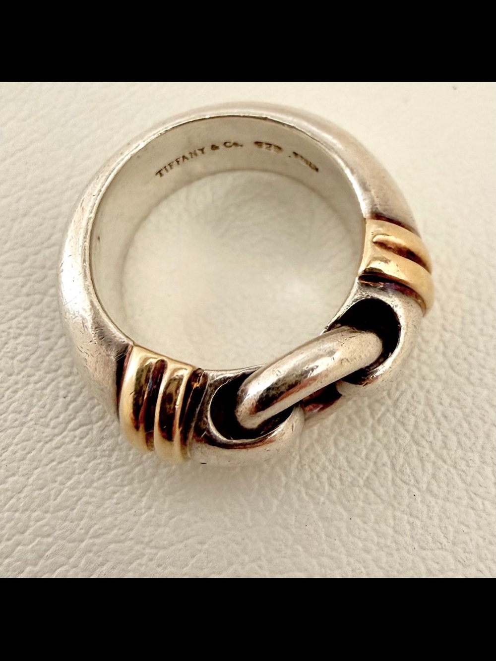 RARE Tiffany & Co. Sterling Silver & Gold Interlocking Knot Ring - Picture 9 of 10